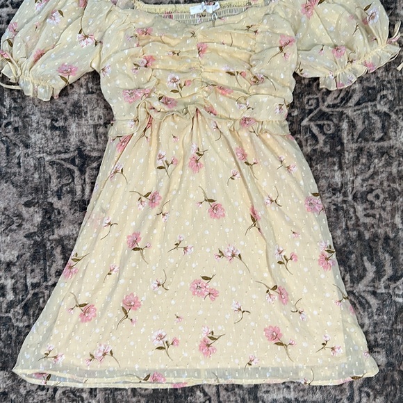Women’s LUSH Yellow & Pink Floral Dress • Vacation Resort Wear Summer Dress - Picture 5 of 9
